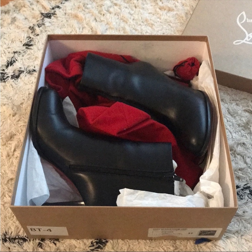 Christian Louboutin Black Leather Heeled Ankle Boots